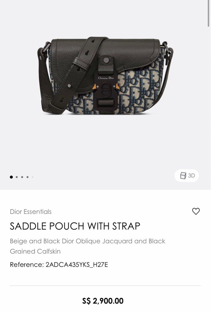 Saddle Pouch with Strap Black Dior Oblique Jacquard and Grained Calfskin