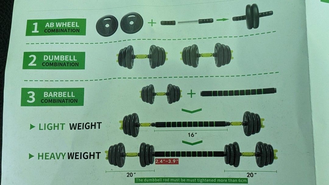 Dumbbells Weights Long bar Set, Sports Equipment, Exercise & Fitness