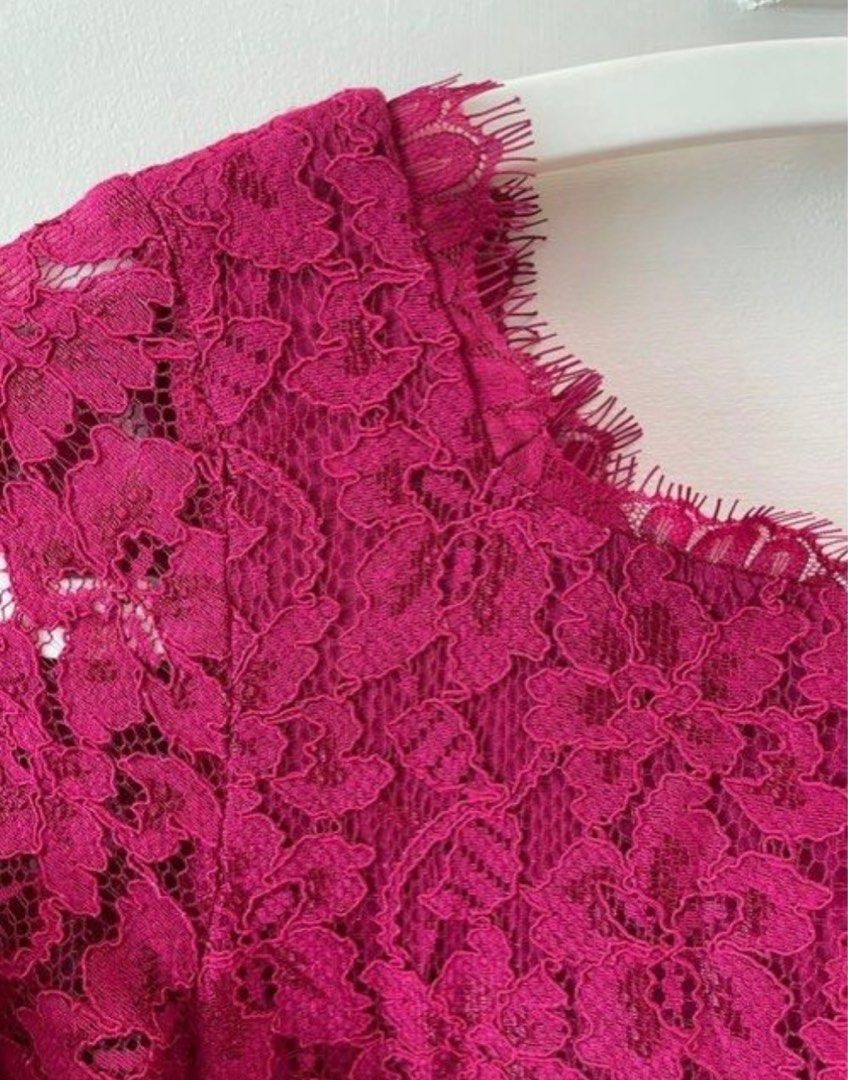 Dvf red lace dress hot sale