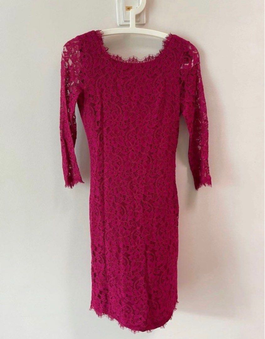 Dvf red lace dress top