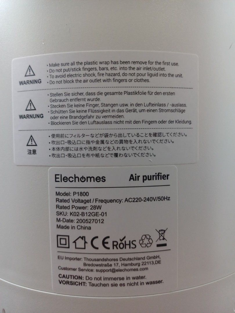 Elechomes Air Purifier, TV & Home Appliances, Air Purifiers