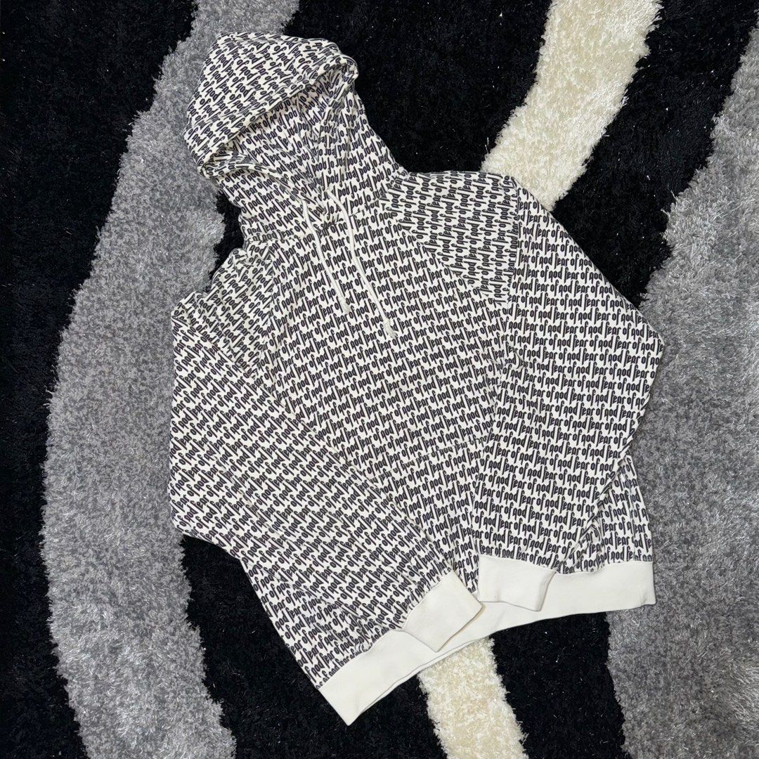 Fear of god print hoodie on sale