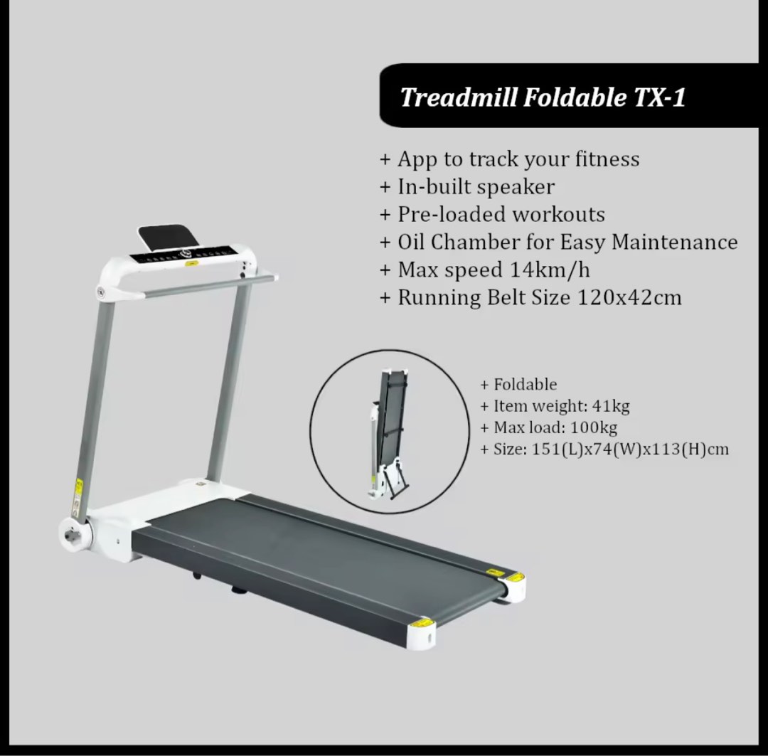 Foldable Treadmill TX 1 14km h