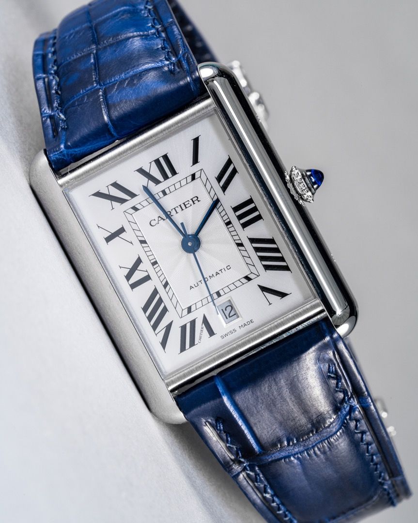 Cartier tank watch leather band on sale