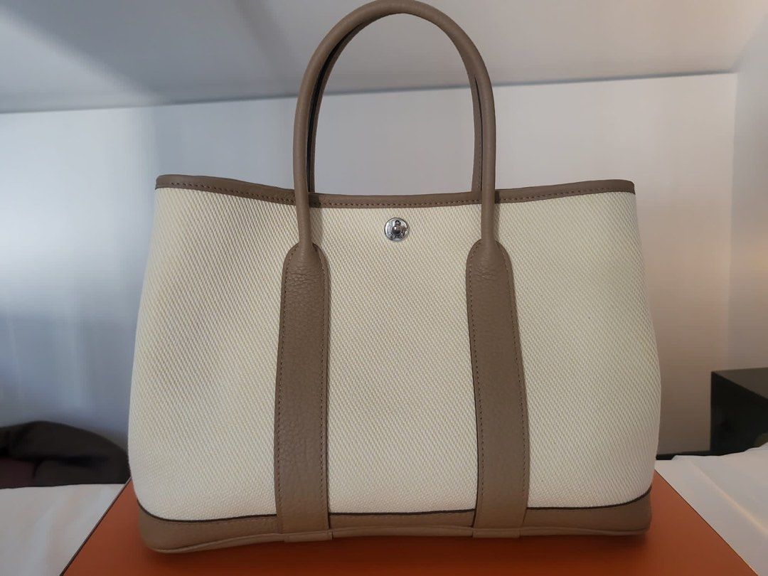 Hermes Garden Party 30 - Etoupe (full canvas) <priced down from $2,300!!!>,  Luxury, Bags & Wallets on Carousell