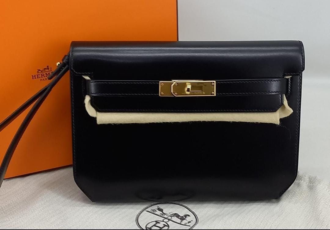 Sell Hermès Kelly Depeches 25 in Black Box Leather with GHW - Black
