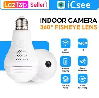 Icsee CCTV camera bulb Wireless WIFI Network Security  Monitor Two-Way Audio Home surveillance Panoramic Light Bulb CCTV Camera 360 night vision cctv camera connect to cellphone