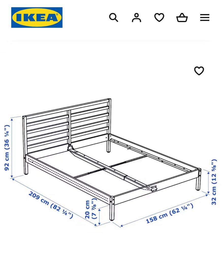 Ikea Tarva Queen/ Double size Bed Frame, Furniture & Home Living, Furniture, Bed Frames