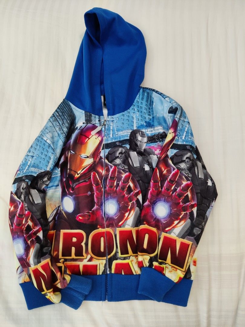 Iron Man Zippered Hoodie Jacket (Category: Babies & Kids Fashion) located in Quezon City. Submitted by agstan_boutique (Listing ID 1263281907, Image 2). Description: It was a gift for my son but it was quite small for him so he was able to used it only once. With 2 side pockets Size medium. Please see photos for the measurements.