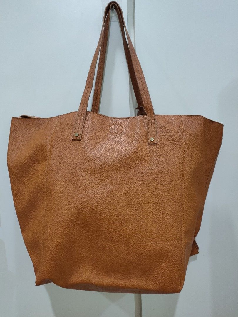 Japan Soft Leather Extra Large 2Way Tote Shoulder Bag Women s