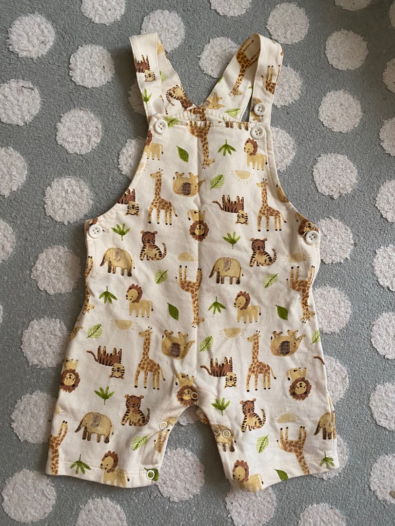 Juniors dungaree beige animals, Babies & Kids, Babies & Kids Fashion on