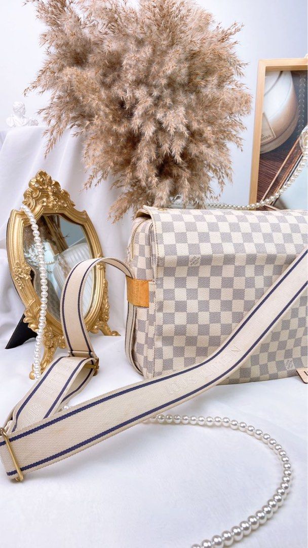 White Louis Vuitton Damier Azur Naviglio Crossbody Bag