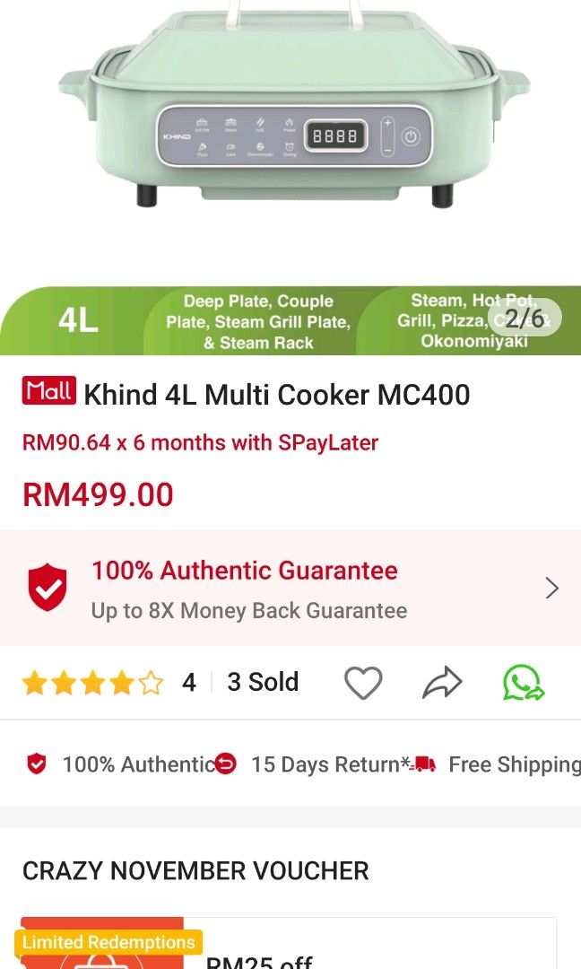 Khind 4l multi clearance cooker