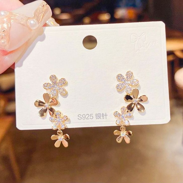 Gold floral earrings hot sale