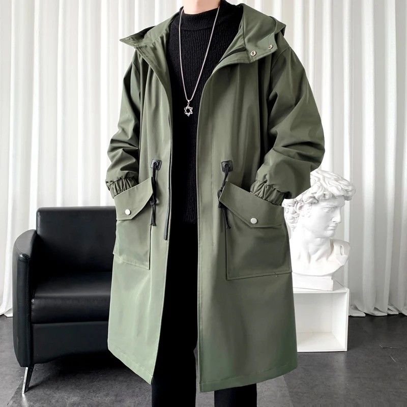 Mens green long coat on sale