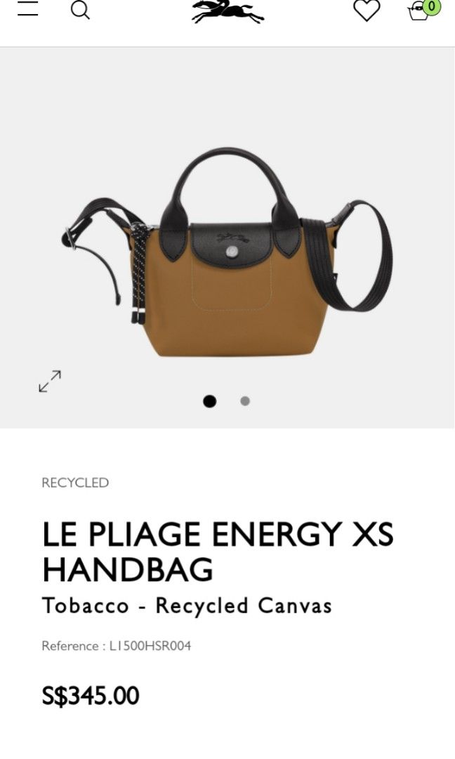 Le Pliage Energy XS Handbag Tobacco - Recycled canvas (L1500HSR004)