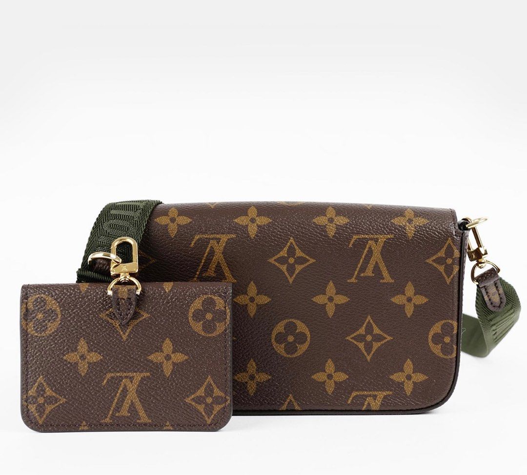 LOUIS VUITTON Felicie Strap & Go Pochette Monogram Canvas Shoulder Bag Brown