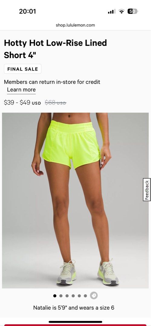 Lululemon Hotty hot Low rise short 4” (Category: Activewear) located in Makati City. Submitted by chelsmmm (Listing ID 1263296819, Image 2). Description: Brand new, never worn RFS: too small for me Size 4 lululemon from Australia See last photo for size guide .