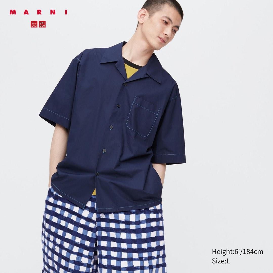 oversized open collar printed short sleeve shirt marni