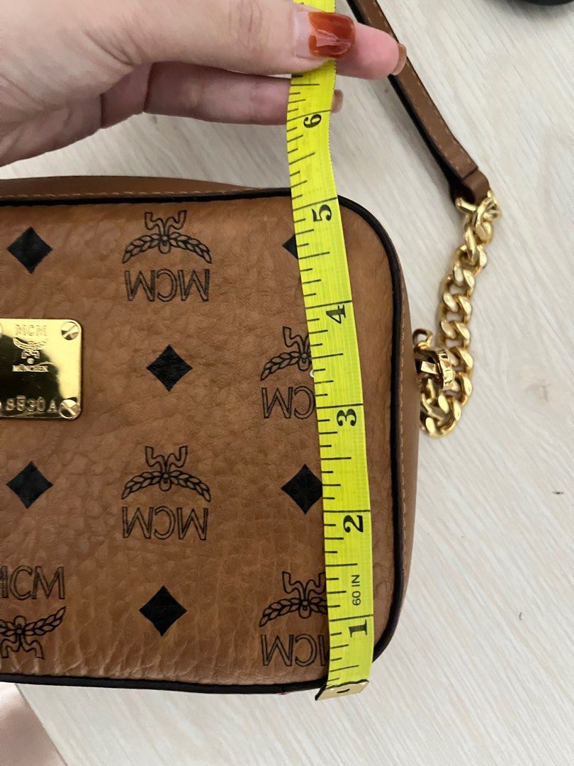 Mcm visetos original clearance slg crossbody bag cognac