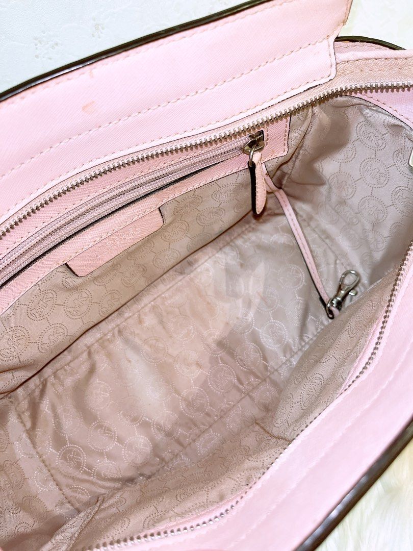 Michael Kors Selma Saffiano Leather Medium Top Zip Satchel Bag (Blossom)  35H8GLMS2L-656 - AllGlitters