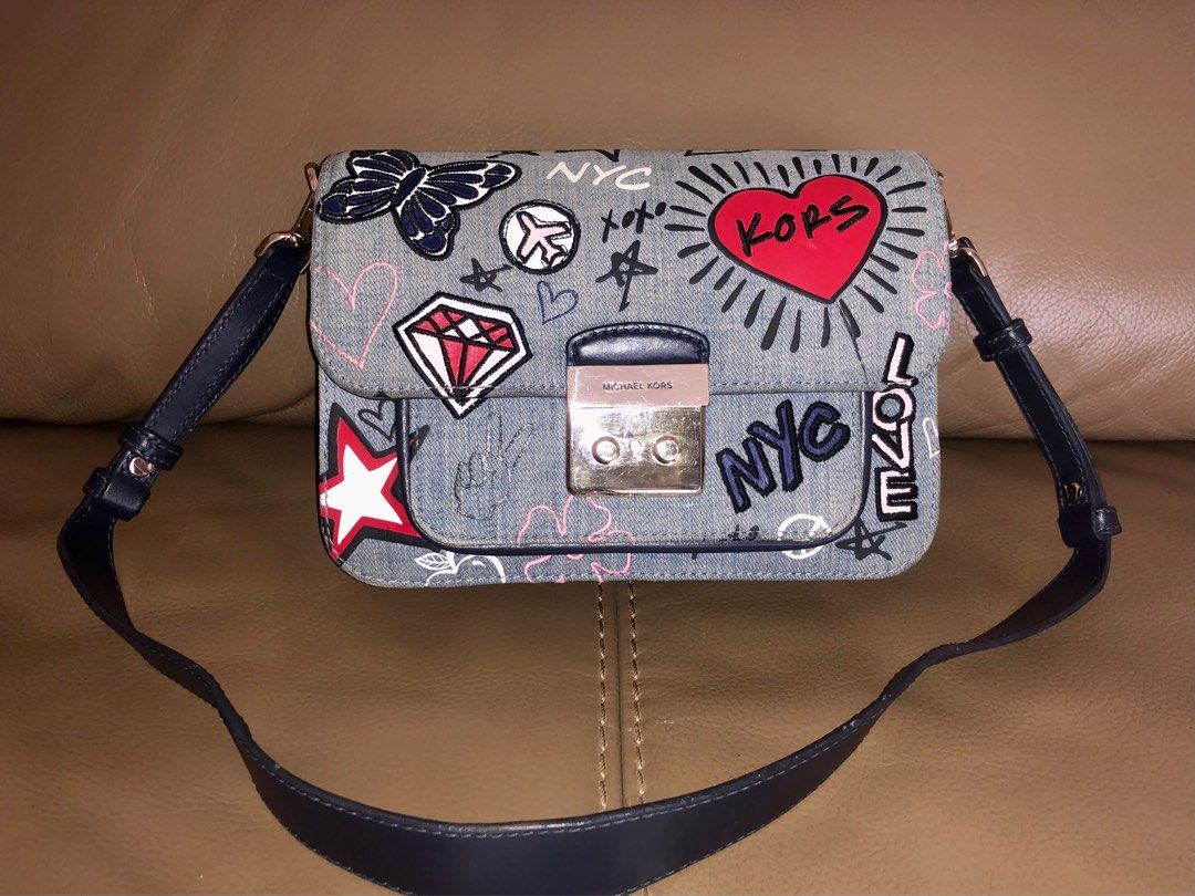 Sloan editor embroidered denim shoulder bag store