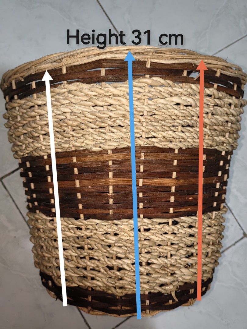 Multi Purpose Basket (Category: Storage Boxes & Baskets) located in Makati City. Submitted by wisemanshop (Listing ID 1263293054, Image 2). Description: Multi Purpose Basket Can Be Use for Grocery/Fruits Basket Plant Vase Decoration 2 pcs. available 36 cm Width/Length 31 cm Height 27 cm Base Width/Length.
