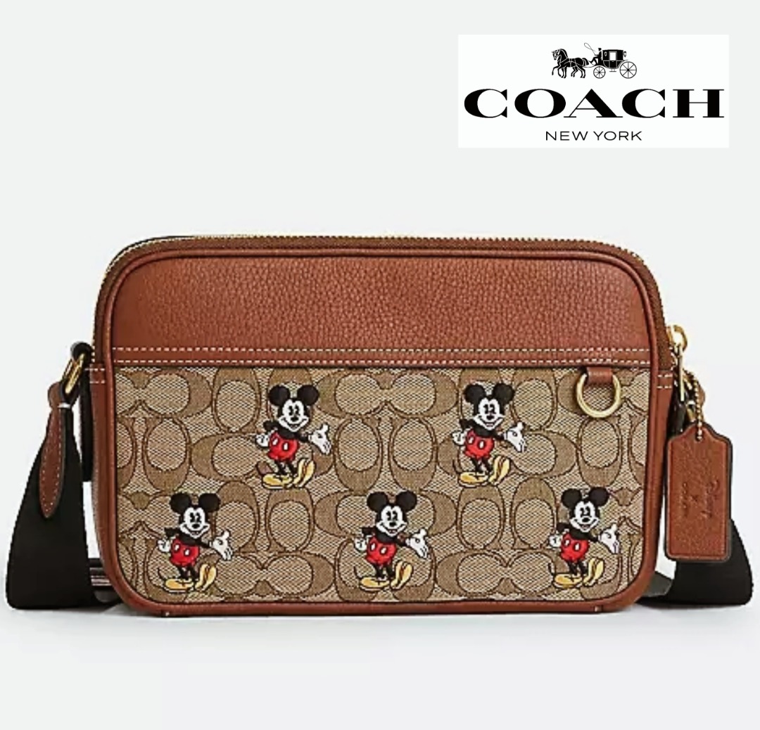 New Coach Original Limited Edition Collection DISNEY X COACH GRAHAM CROSSBODY IN SIGNATURE JACQUARD WITH MICKEY MOUSE PRINT Crossbody Sling Bag For Men Women Come With complete Set Suitable For Gift