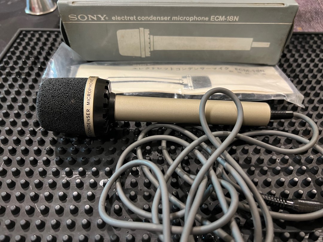 New Vintage Sony ECM18N Electret Condenser Microphone With Case Made