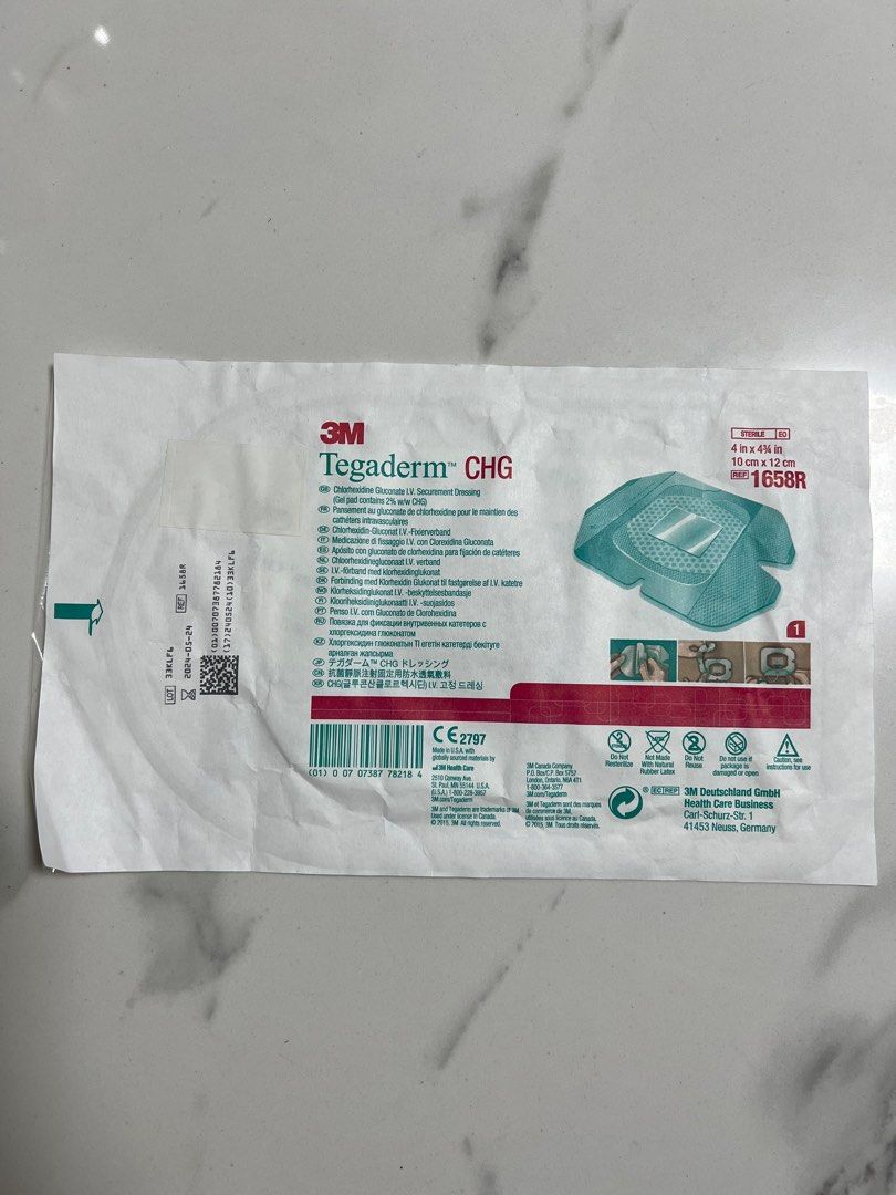 Original 3M Tegaderm CHG 1658R for IV drip/picc line dressing, Health