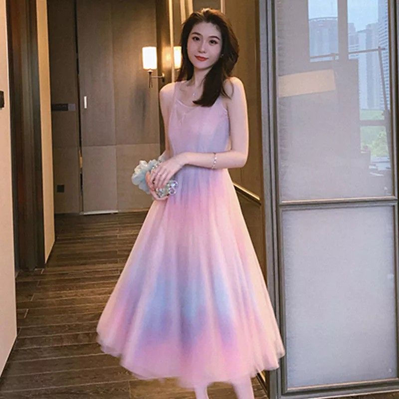 Rainbow mesh dress
