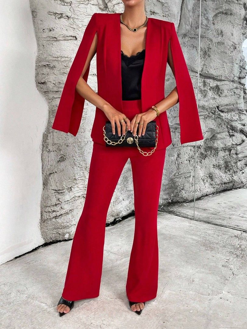 Red open front deals blazer