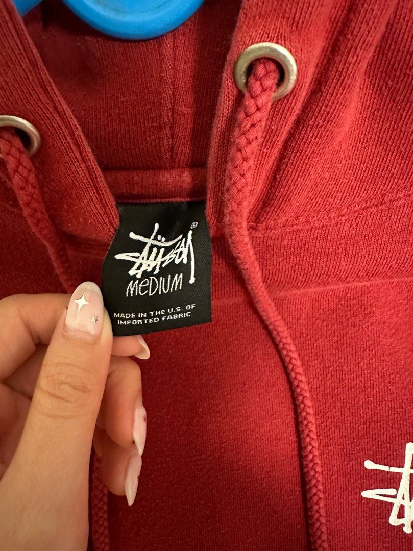 Red stussy hoodie hot sale