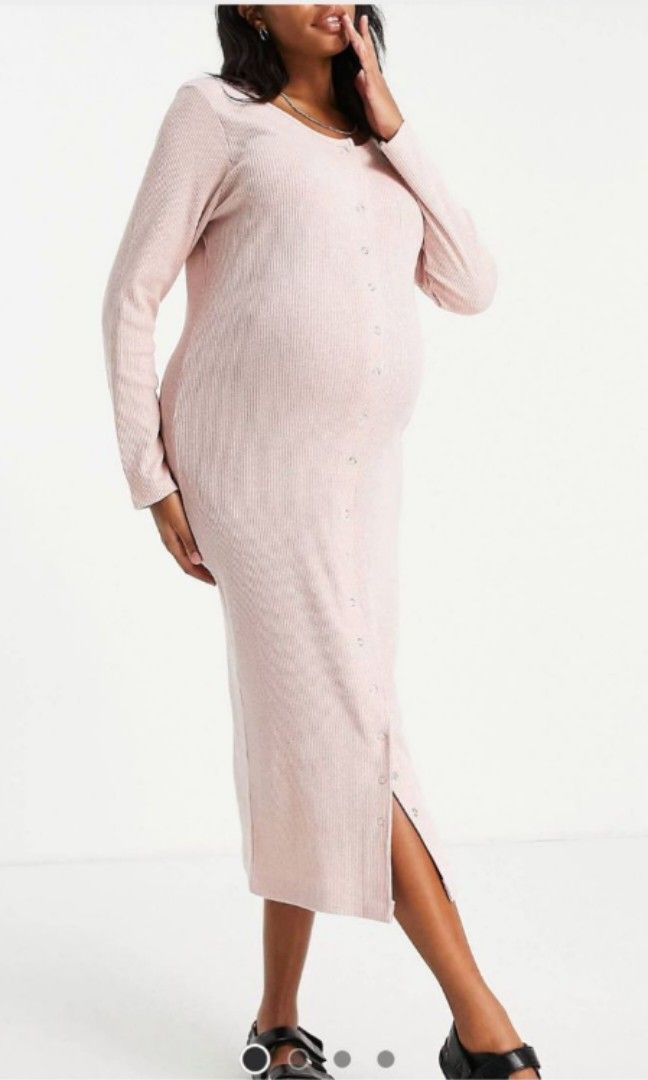 River Island Maternity Dress Pink Light Grey Women s Fashion Maternity wear on Carousell