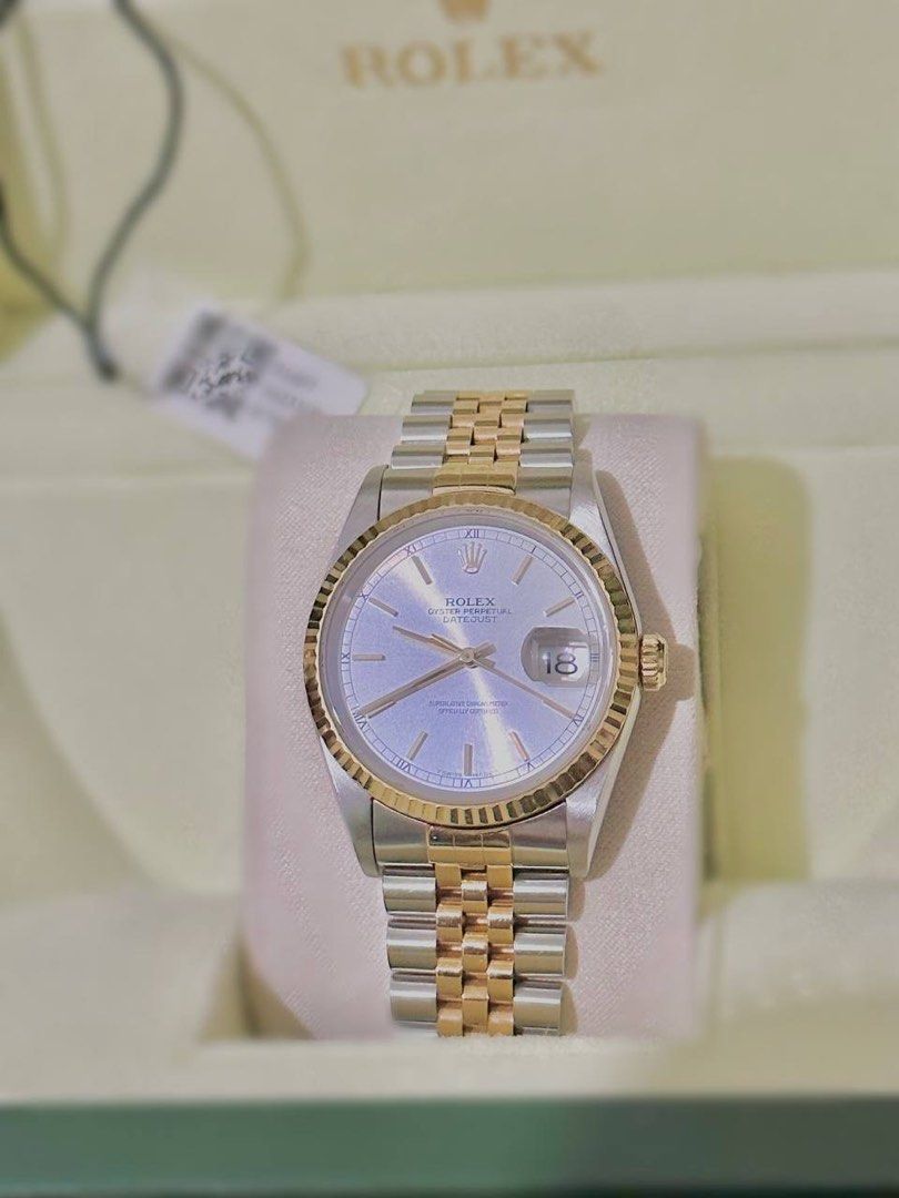 rolex 1997 two toned (Category: Luxury Watches) located in Cavite. Submitted by onlineyardsaleph (Listing ID 1263341036, Image 1). Description: 36mm White Gold Modern Classic Comes with Box 9.5/ 10 with certificate 1997.