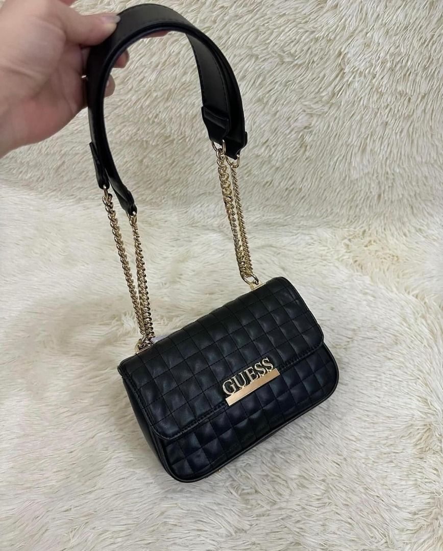 SALE G Matrix Black Quilted Front Flap Shoulder Bag Women s