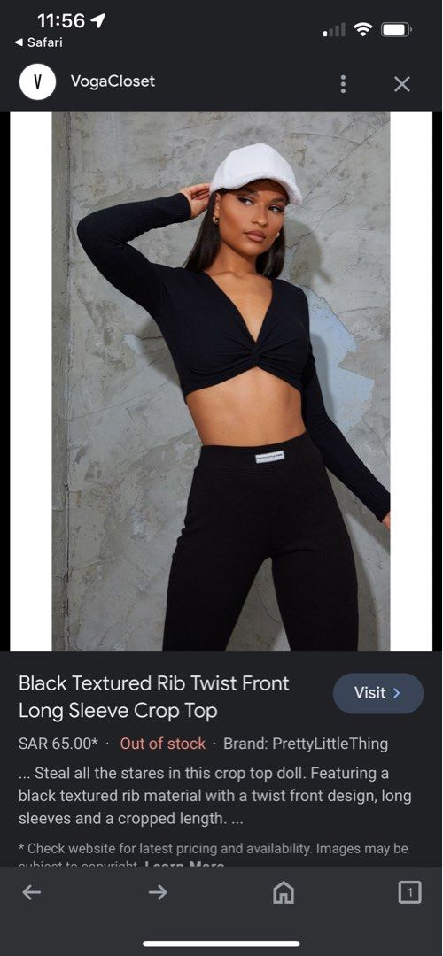 Black Textured Rib Twist Front Long Sleeve Crop Top