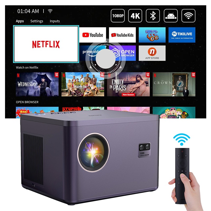 (SG Stock) 4k Smart Projector. Netflix, Youtube, Disney Plus, TV & Home