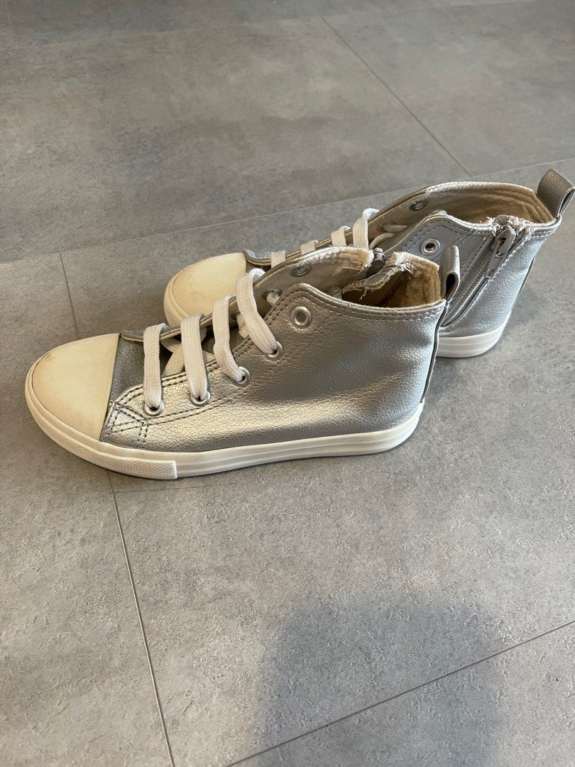 Silver Lace Up High Top Trainers cotton on sneakers Babies