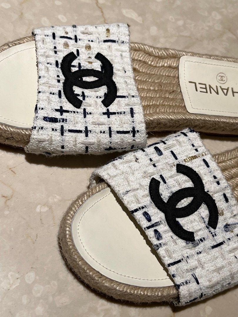 Chanel espadrille slides on sale