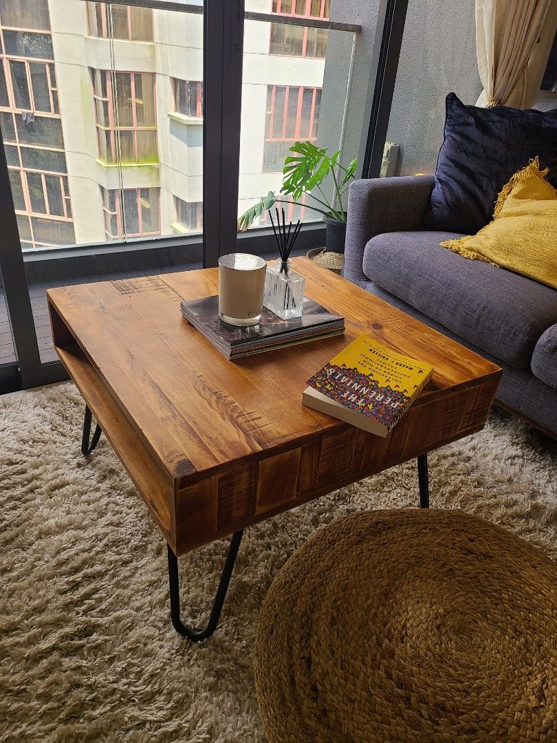 Solid stained wood coffee table, Furniture & Home Living, Furniture