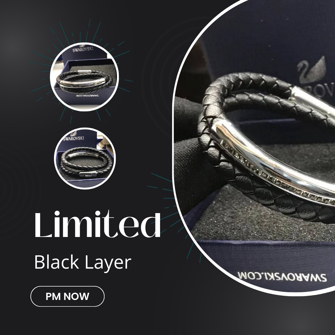Swarovski Bracelet Swarovski Double Layer rotary Black Leather