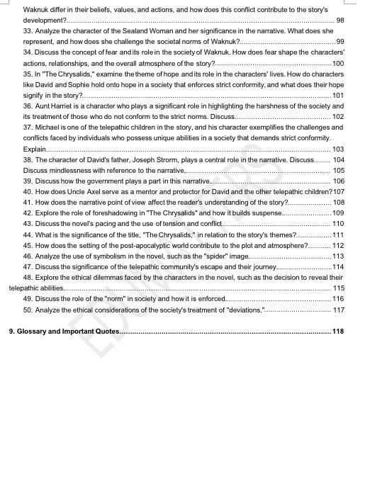 The Chrysalids by John Wyndham Literature Study Guide Notes for GCE O