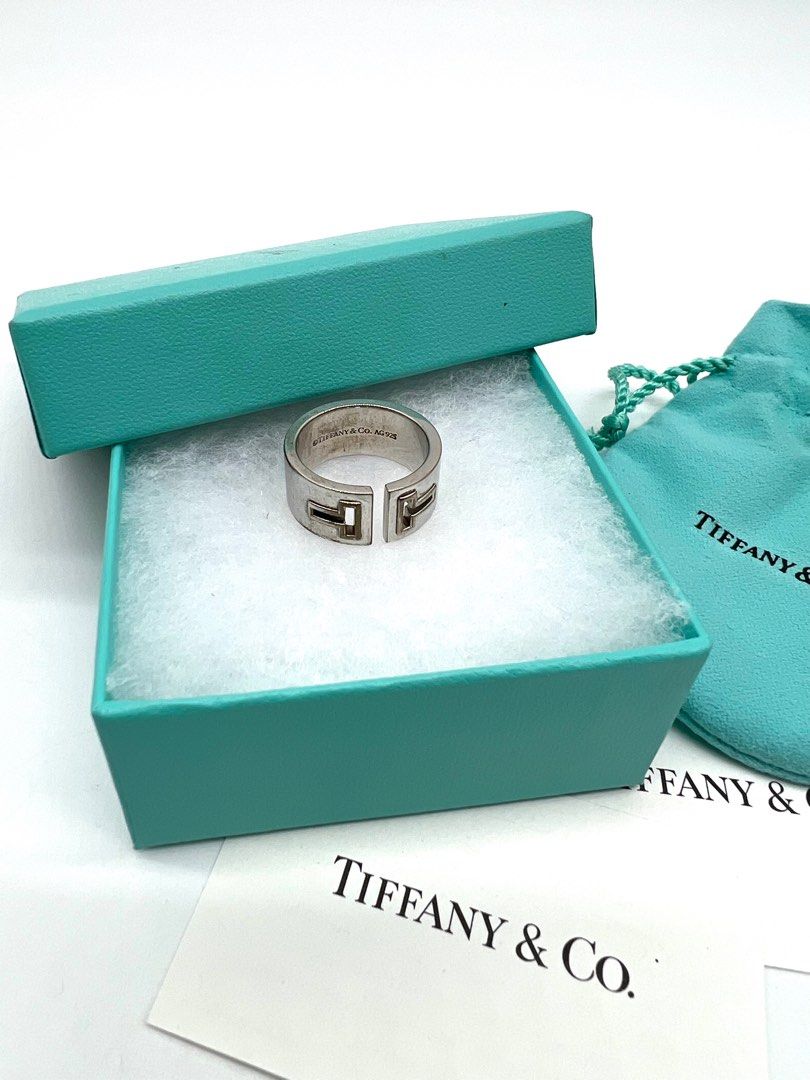 Tiffany Co Sterling Silver T Cutout Wide Band Ring