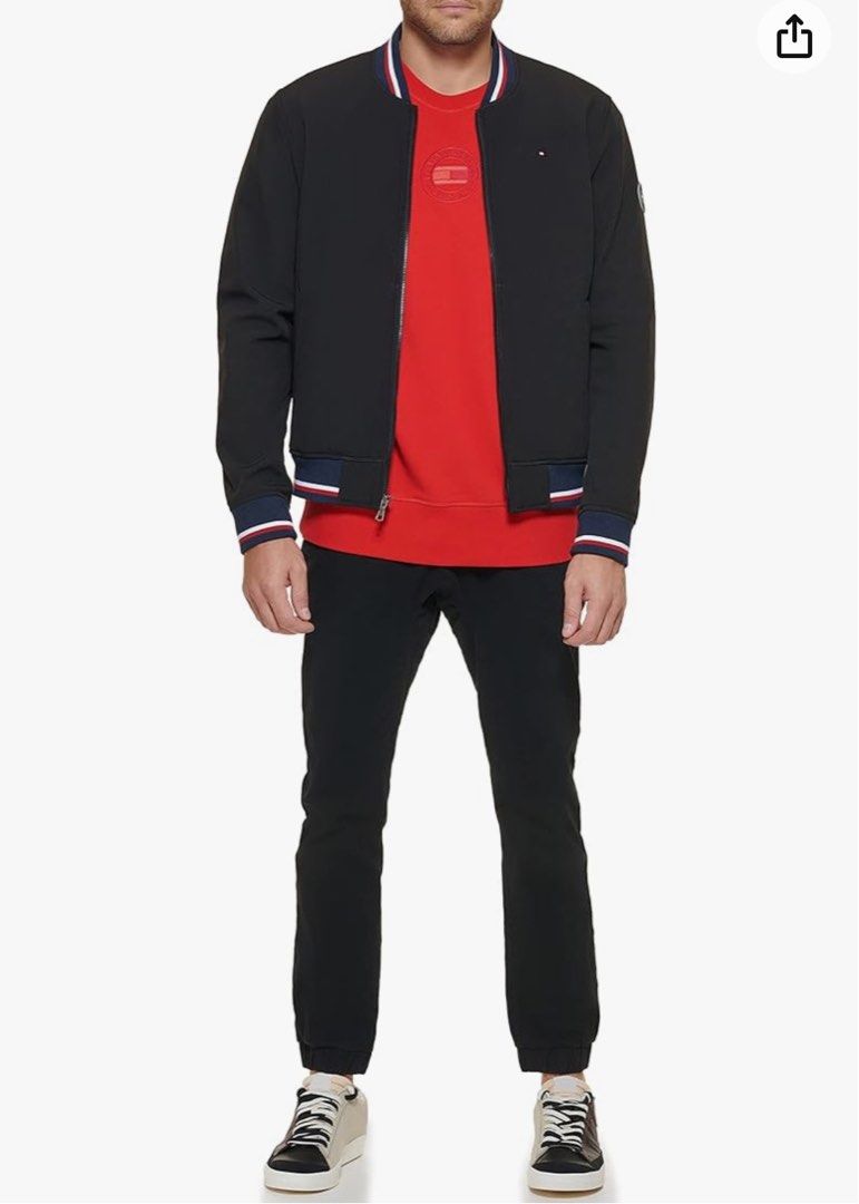 Tommy hilfiger men's lightweight best sale varsity rib knit bomber jacket