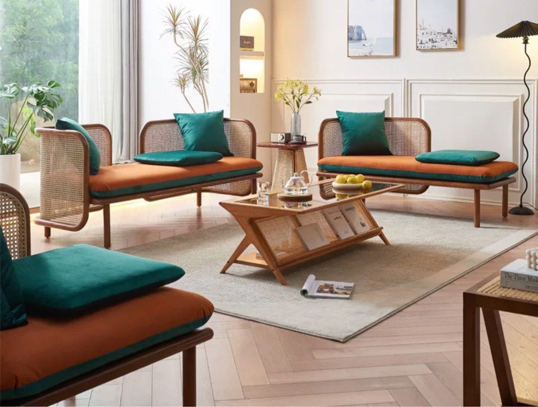 VALES Japandi Rattan Sofa, Furniture & Home Living, Furniture, Tables & Sets on Carousell