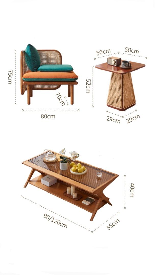 VALES Japandi Rattan Sofa, Furniture & Home Living, Furniture, Tables & Sets on Carousell