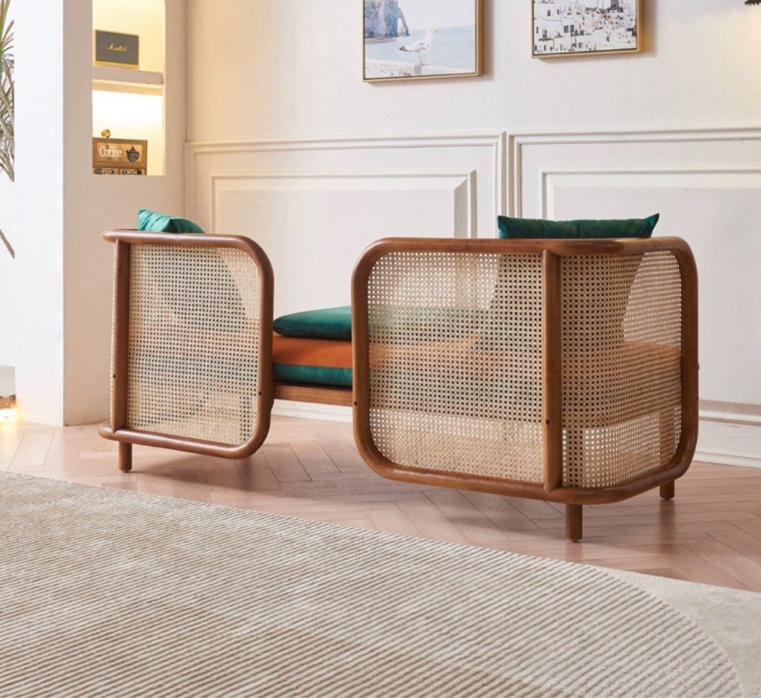 VALES Japandi Rattan Sofa, Furniture & Home Living, Furniture, Tables & Sets on Carousell
