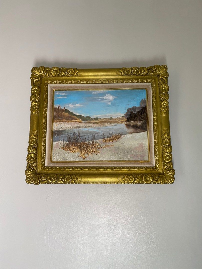 Vintage Ornate Gilded Gold Frame Landscape Painting, Furniture & Home Living, Home Decor, Frames