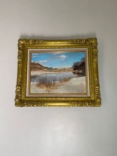 Vintage Ornate Gilded Gold Frame Landscape Painting
